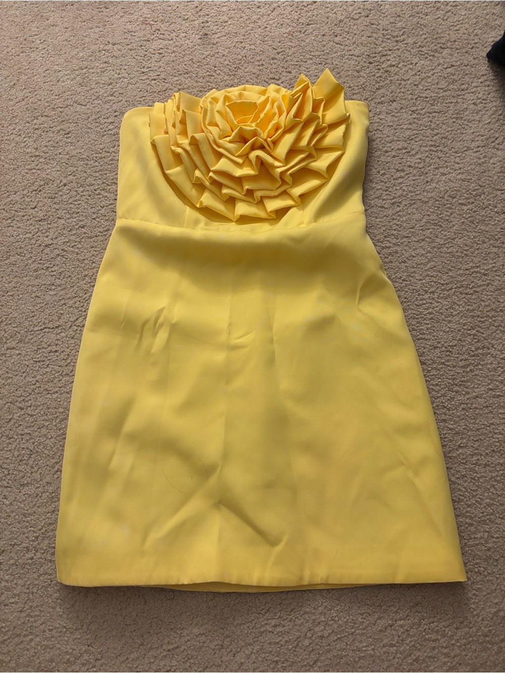DO+BE Rosette Mini Dress Yellow Spaghetti Strap Cocktail